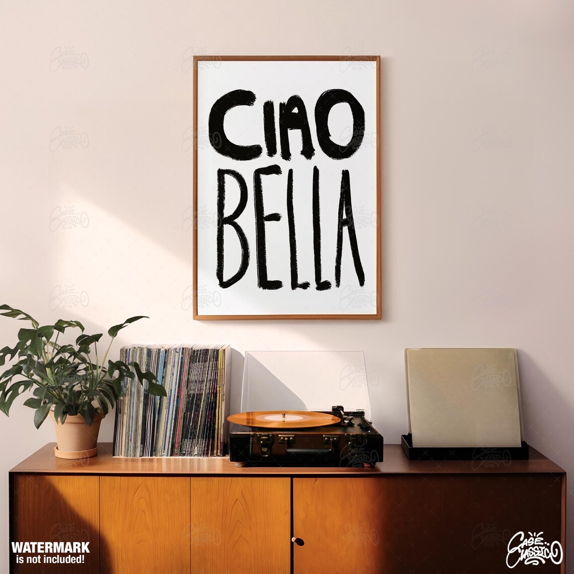 Ciao Bella Black Brush Letter Italian Greeting Poster For Walls - Image 2