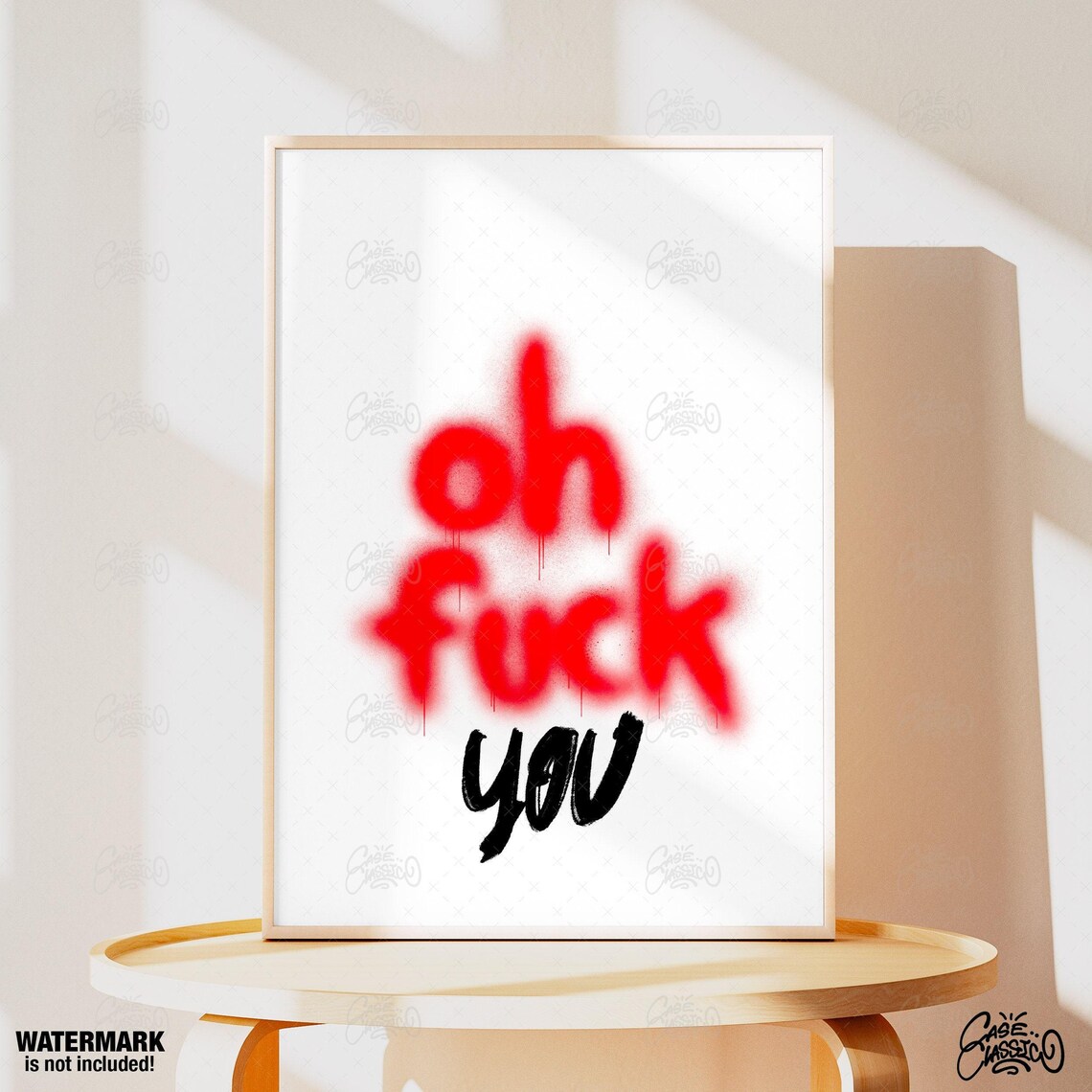Oh Fuck You in Red Graffiti Text Funny Quote Poster for Dorms - Image 4