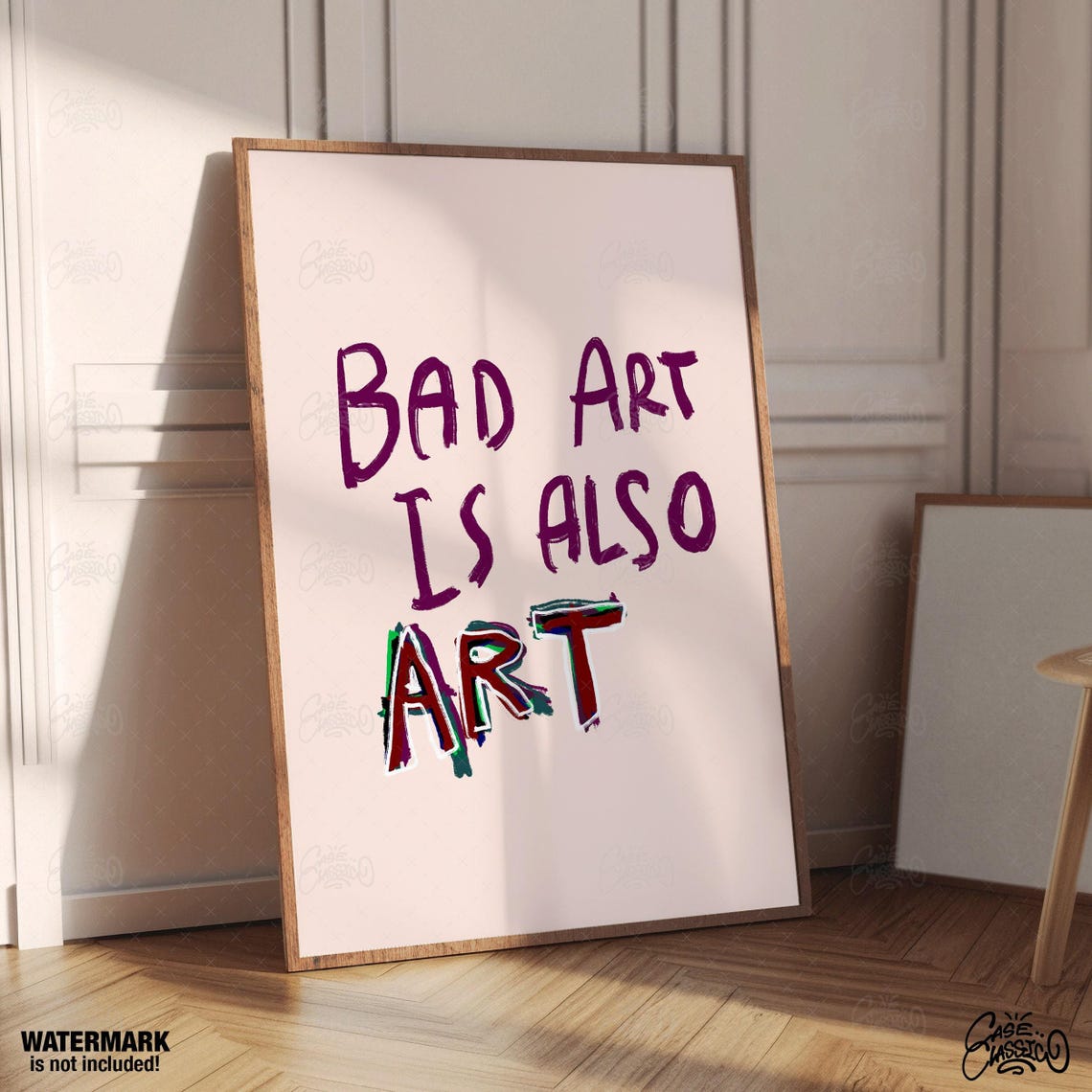Bad Art Is Also Art Purple Multicolor Hand Typography Poster - Image 3