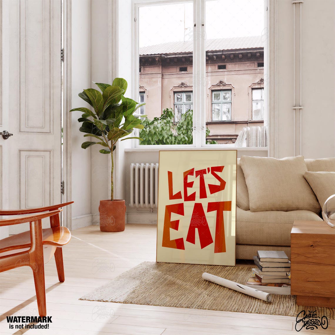 Let's Eat Retro Chunky Red Letter Kitchen Dining Wall Poster - Image 4