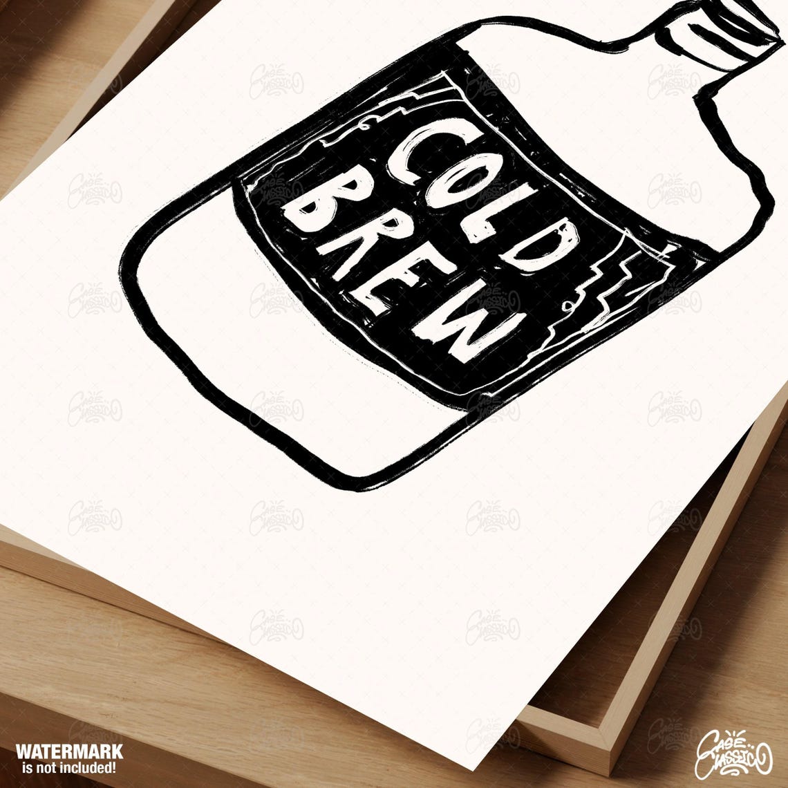 Cold Brew Coffee Bottle Line Art Poster in Black Ink Minimalist Style - Image 4