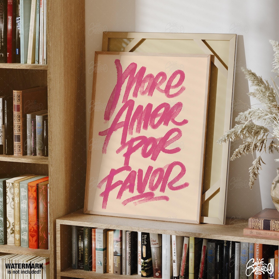 More Amor Por Favor Pink Brush Script Love Quote Poster Design - Image 2