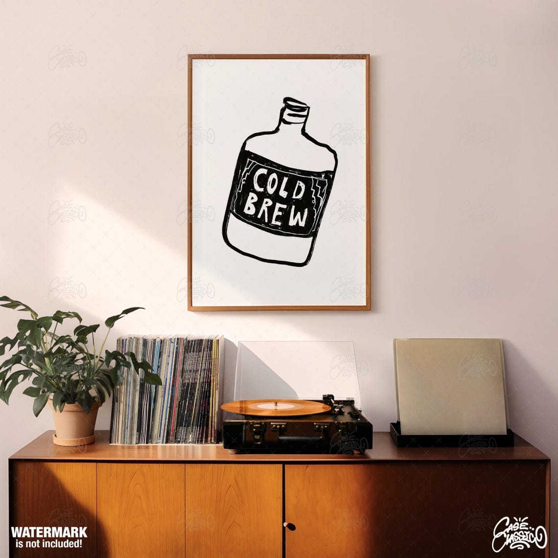 Cold Brew Bottle Poster in Bold Black Hand Sketch Line Art Style - Image 2