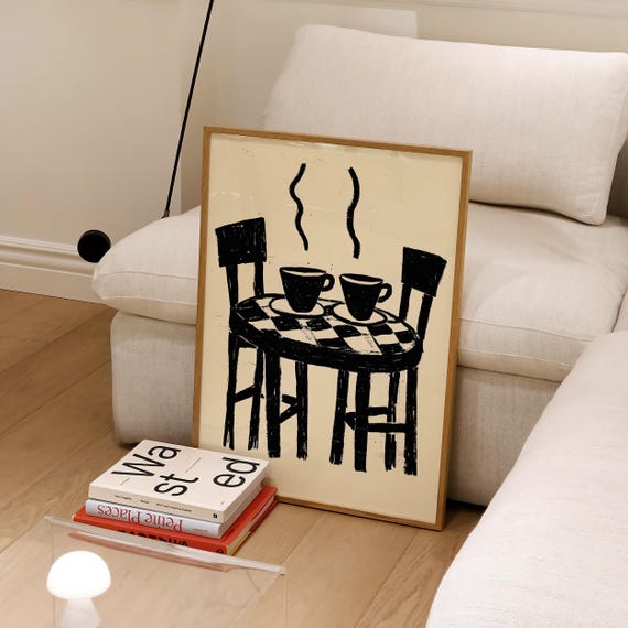 Coffee Table Cafe Poster Wall Art Prints Coffee Bar Decor Coffee Wall Art Coffee Print Coffee Bar Sign Minimalist Wall Art