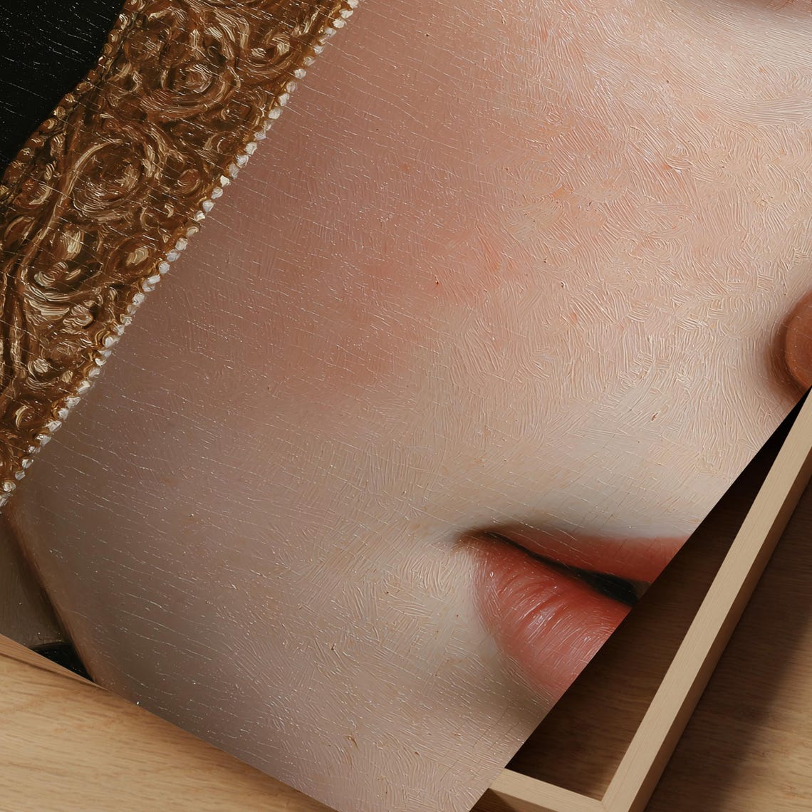 Renaissance Eye with Ornate Brown Brocade Veil Close-Up Poster - Image 3