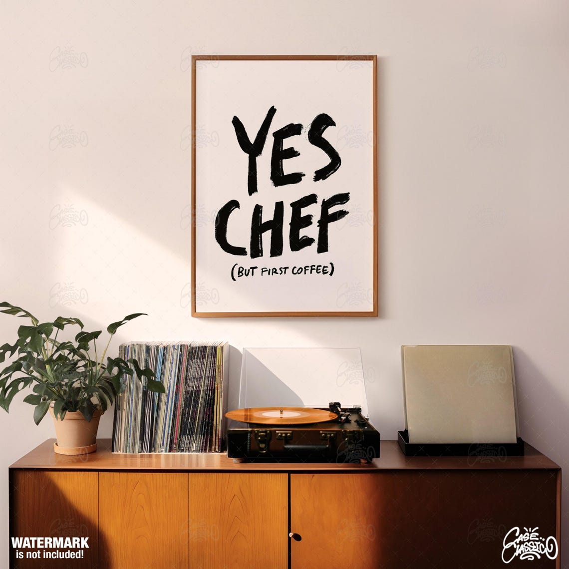 Yes Chef But First Coffee Bold Brush Lettering Poster on White - Image 3