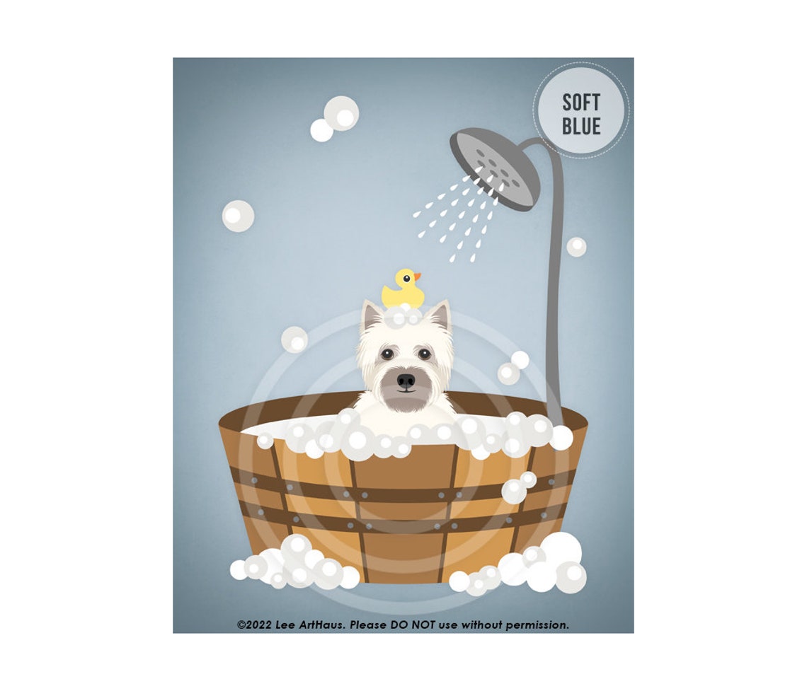 West Highland White Terrier Wooden Barrel Bubble Bath Shower Poster - Image 2
