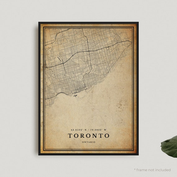 Toronto Vintage Map Print, Retro Ontario Poster