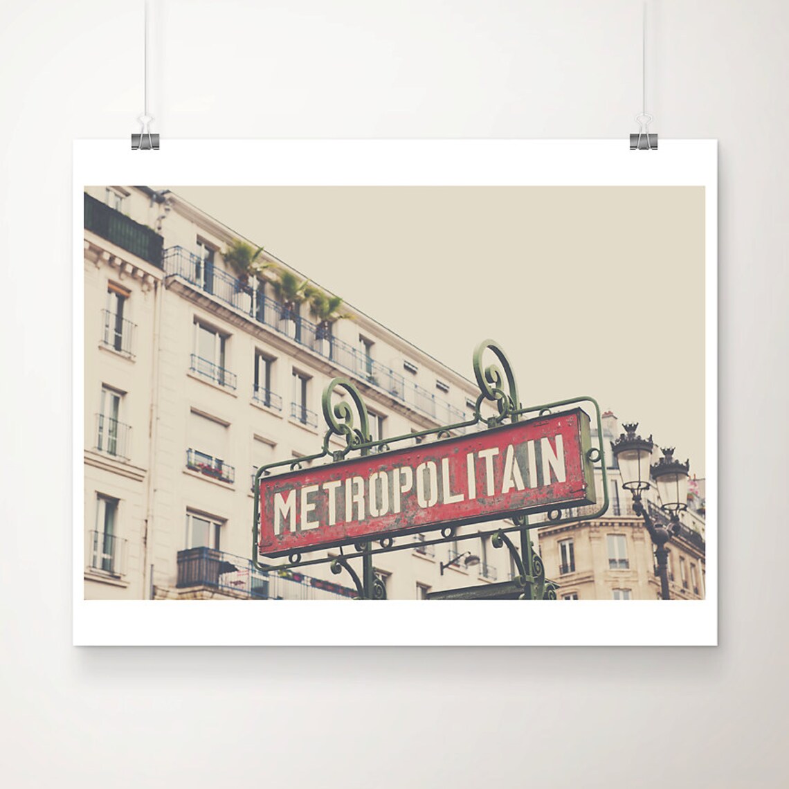 Vintage Paris Metropolitain Sign Photography Print in Warm Tones