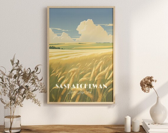 Saskatchewan Wheat Field Golden Harvest Land of Living Skies Poster