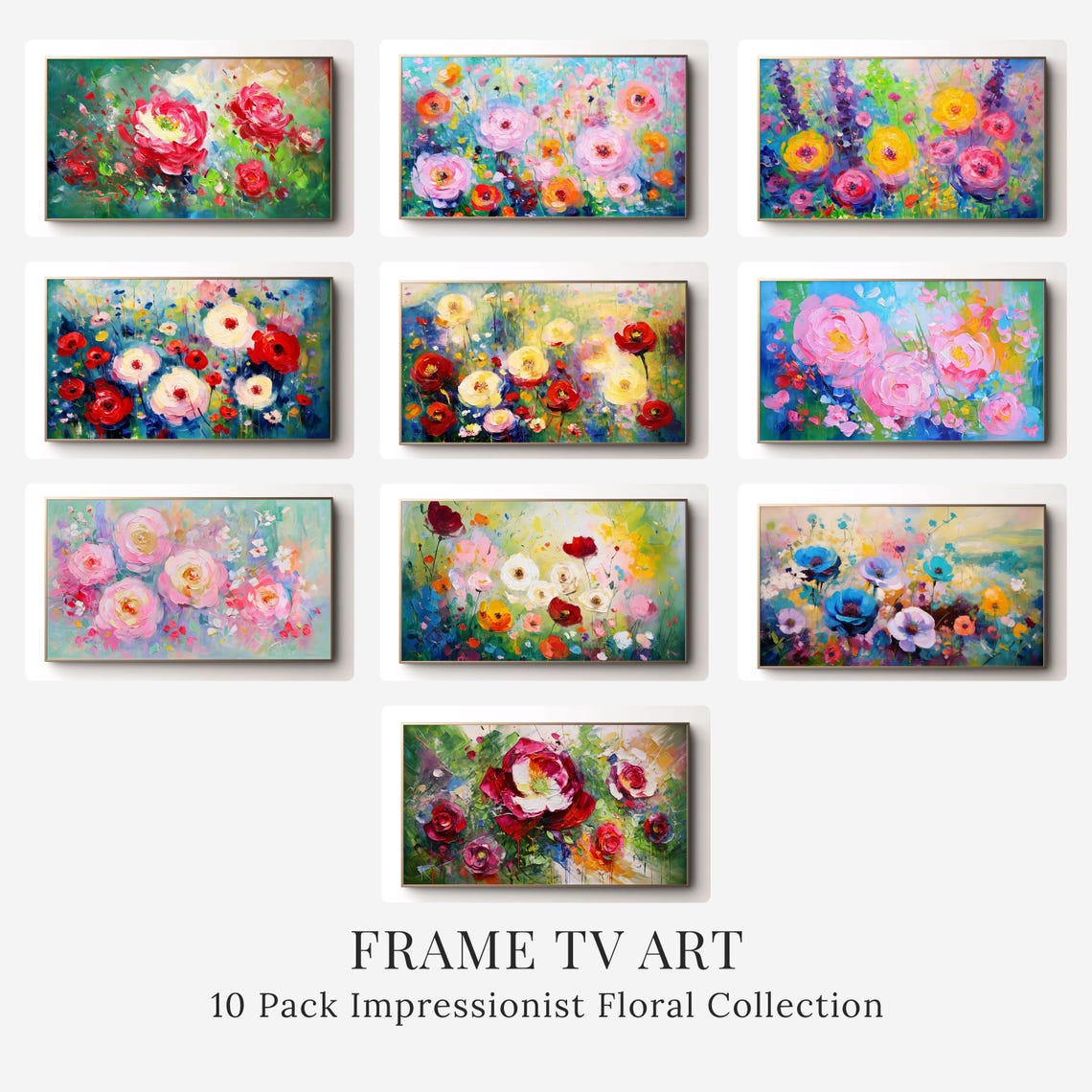 Ten Piece Impressionist Floral Bundle Spring Flower Art Poster