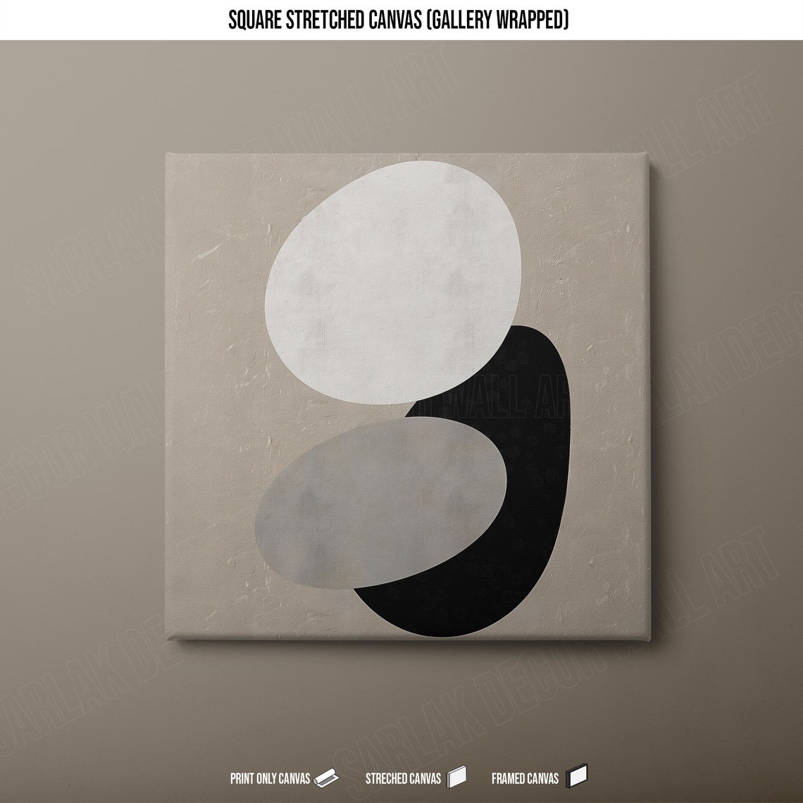 Beige Minimalist Abstract Ovals Neutral Modern Wall Art Poster - Image 2