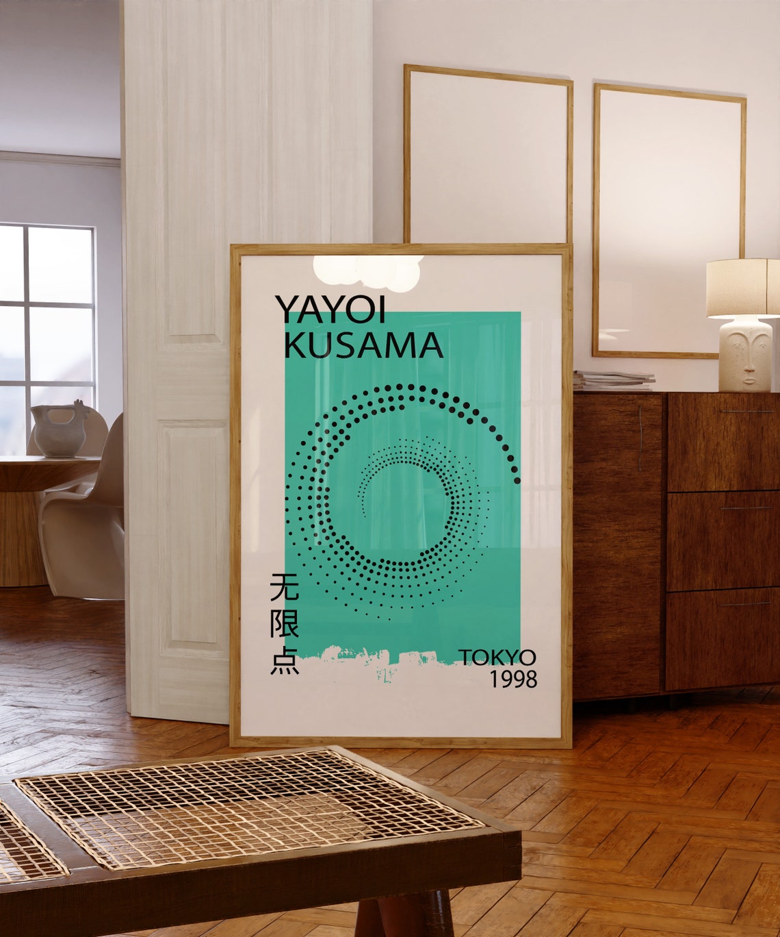 Yayoi Kusama Tokyo 1998 Infinity Dots Teal Exhibition Art Poster