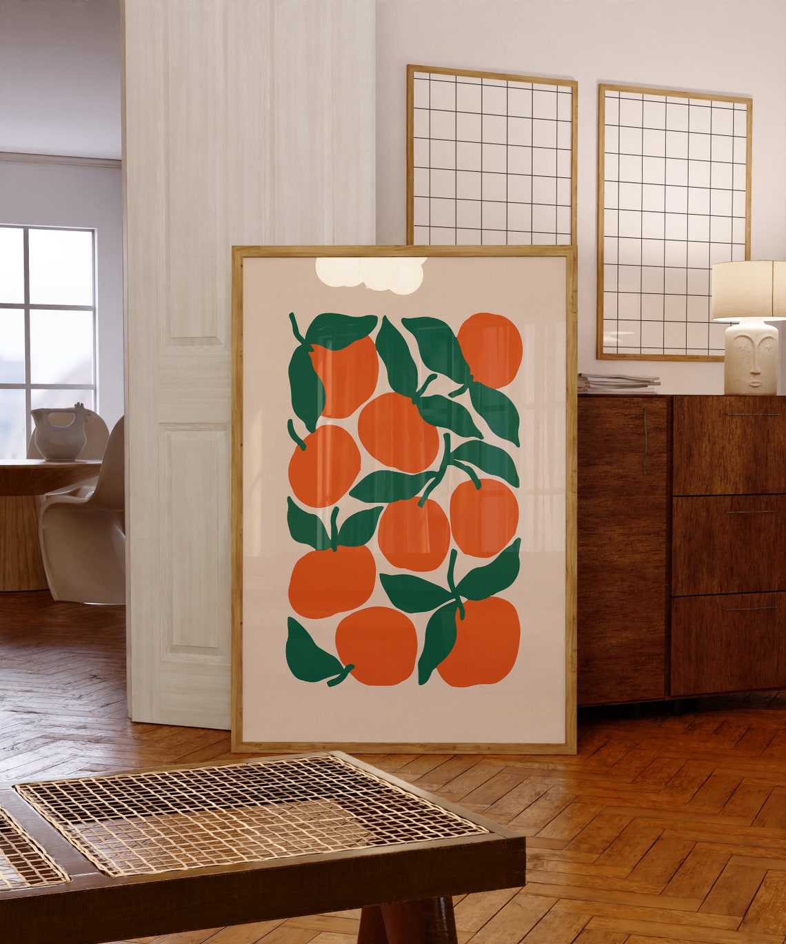 Bright Orange Fruit Branch Minimalist Botanical Kitchen Poster - Image 4