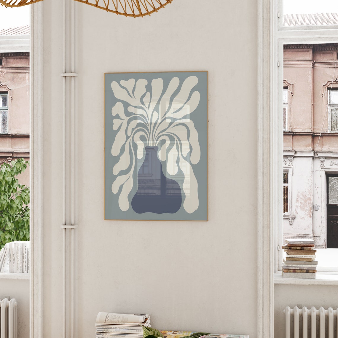 Matisse Style Cream Organic Leaves in Navy Vase Still Life Poster - Image 6