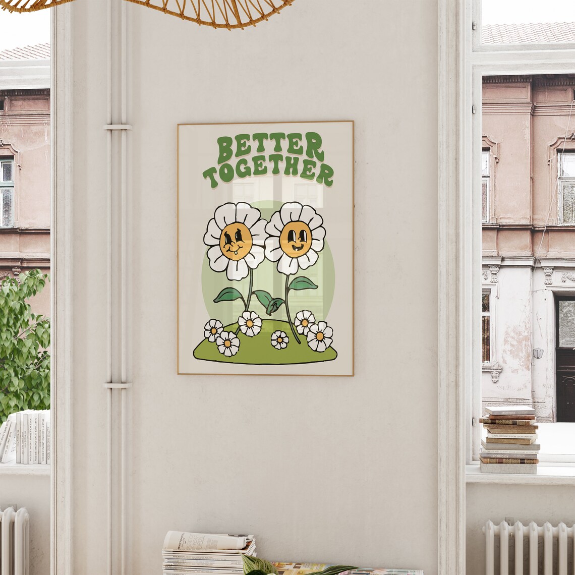 Better Together Smiling Daisy Flowers Retro Groovy Quote Poster - Image 6