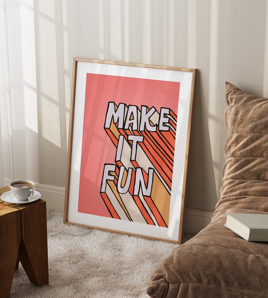 Make It Fun Bold Retro 3D Lettering Motivational Quote Poster - Image 2