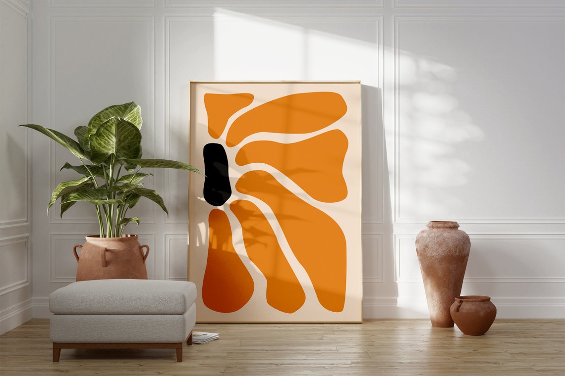 Burnt Orange Waves Abstract Modern Minimalist Decor Art Print - Image 3