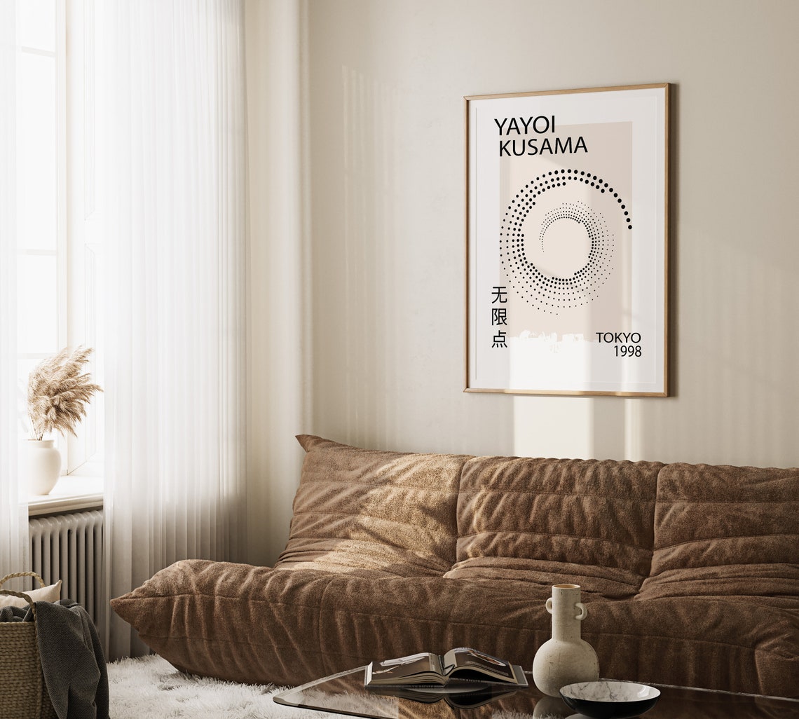 Yayoi Kusama Tokyo 1998 Infinity Dots Cream Minimalist Poster - Image 3