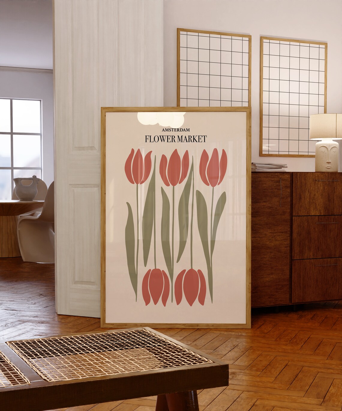 Amsterdam Flower Market Red Tulips Minimalist Dutch Floral Poster - Image 6