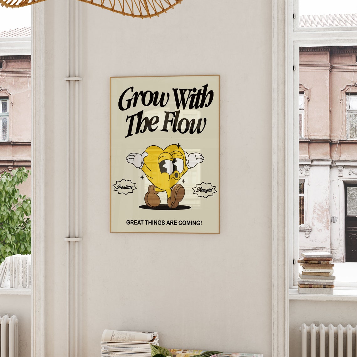 Grow With The Flow Retro Heart Mascot Positivity Poster Great Things - Image 6