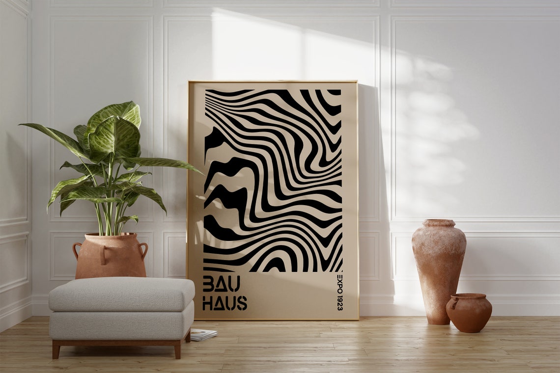 Bauhaus Expo 1923 Black Wavy Lines Bold Modernist Art Poster - Image 5