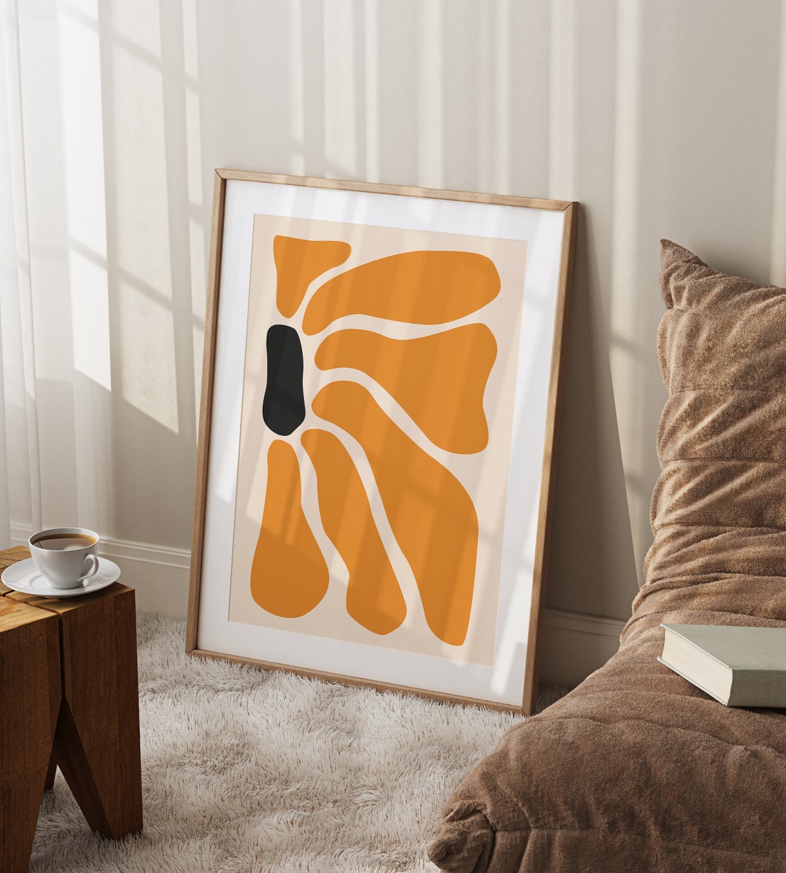 Burnt Orange Waves Abstract Modern Minimalist Decor Art Print - Image 2