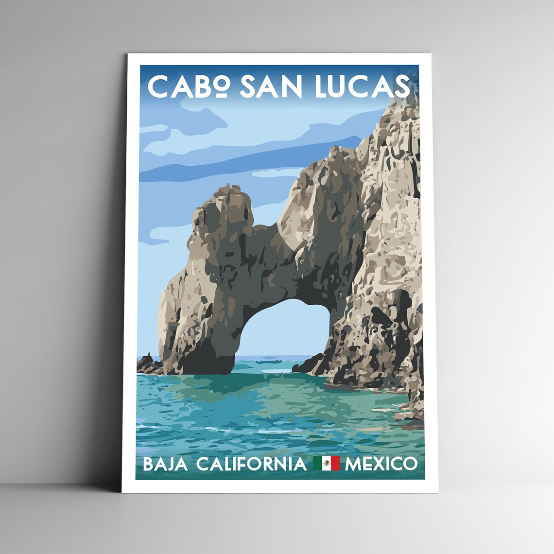 Cabo San Lucas Vintage Style Travel Poster, Baja Mexico