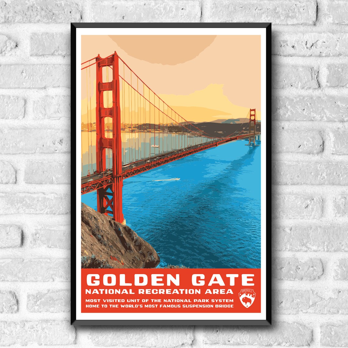 Golden Gate National Recreation Area Vintage Travel Poster - Image 3