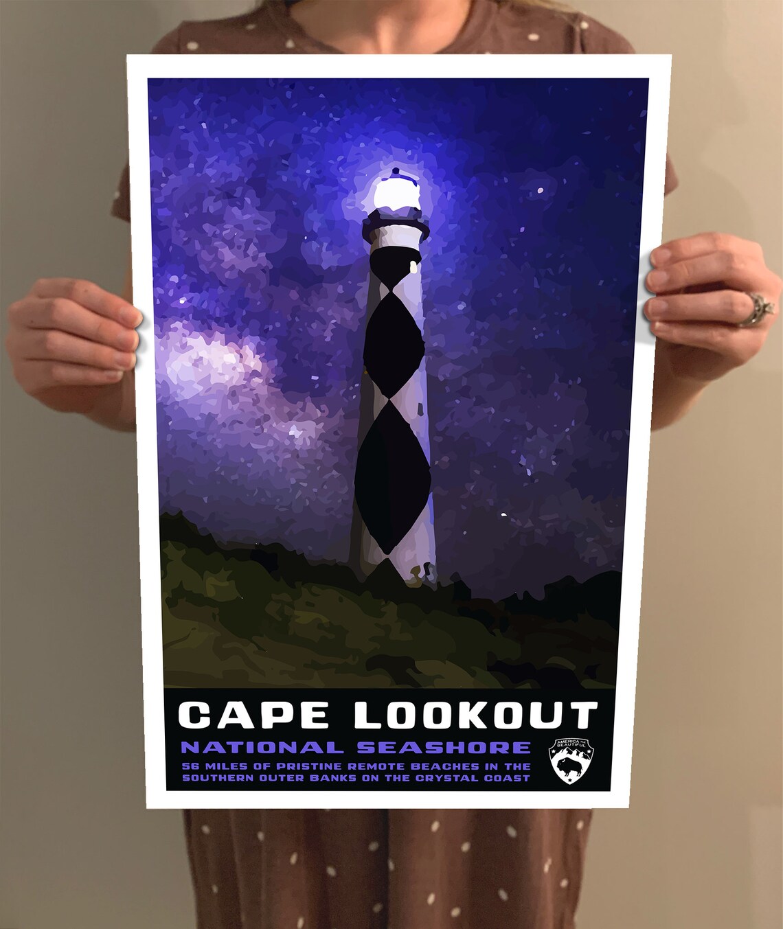 Cape Lookout National Seashore Vintage Travel Poster - Image 2