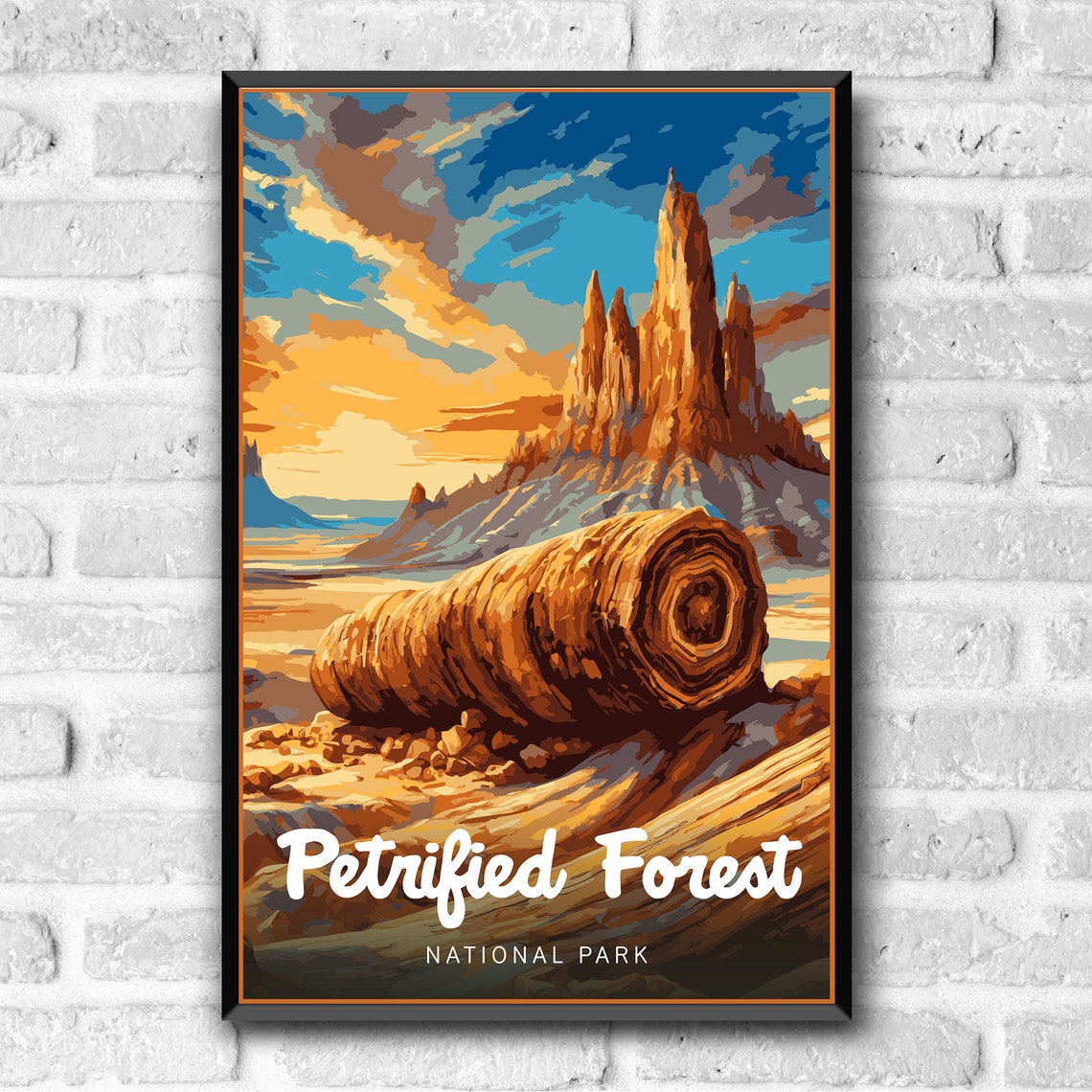 Petrified Forest National Park Painted Desert Log Retro Travel Poster - Image 3