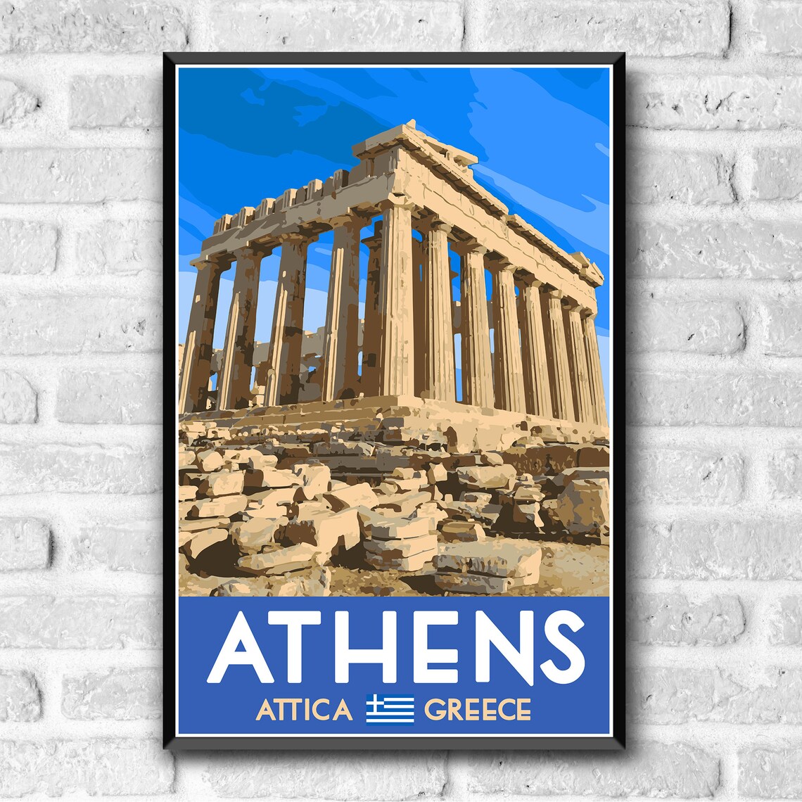 Athens Greece Wpa Style Vintage Style Travel Poster 8x10 12x18 18x24 24x36 4x6 Postcard Parthenon City Ruins Retro Art Print Wall Art - Image 3