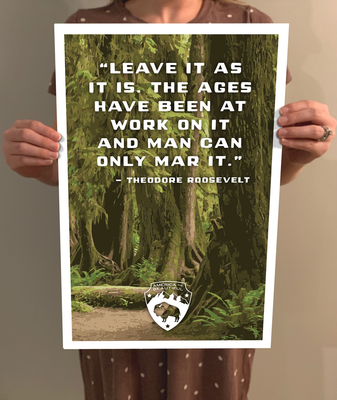 Roosevelt Quote Forest WPA-Style Travel Poster - Image 2