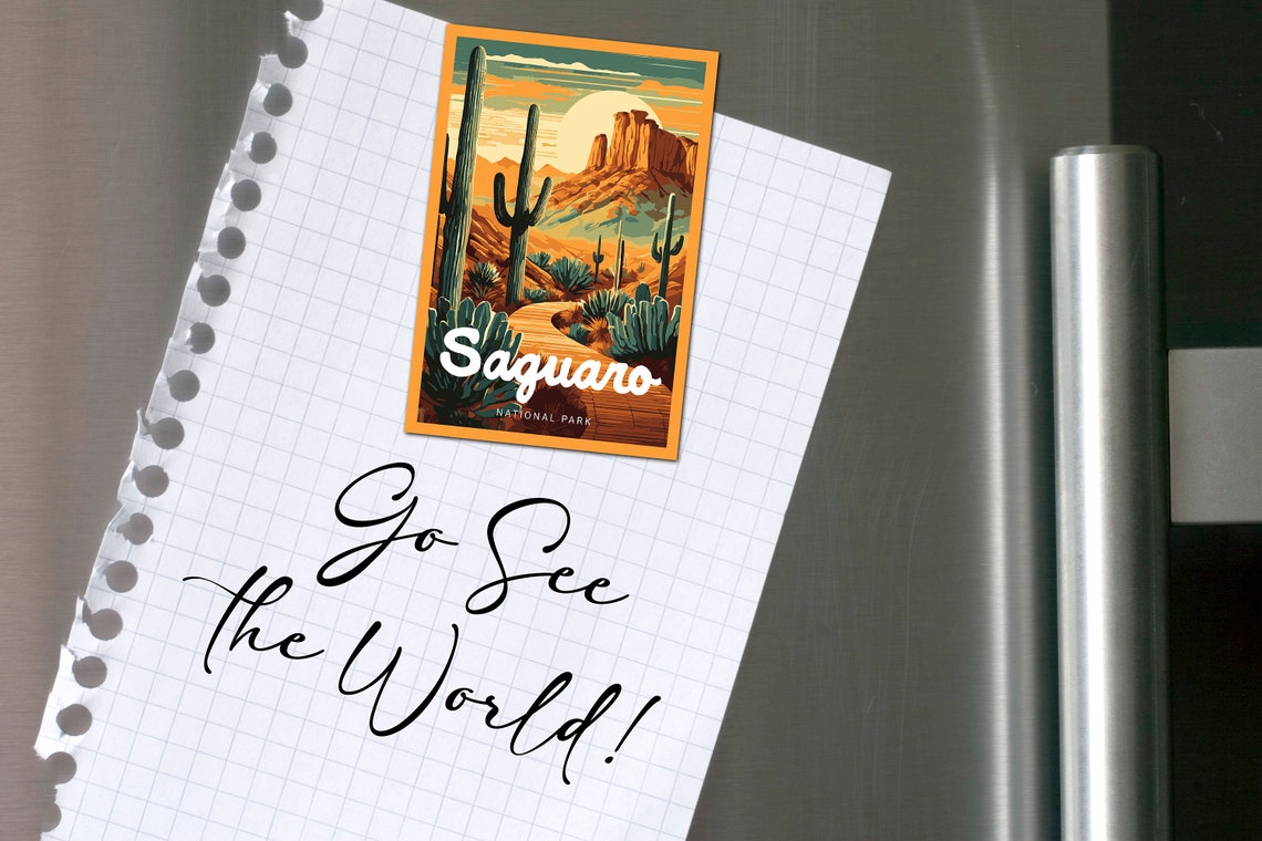 Saguaro National Park Vintage Style Travel Poster Postcard Sticker Magnet Designer Series Arizona Usa United States Art Print Wall Art - Image 2