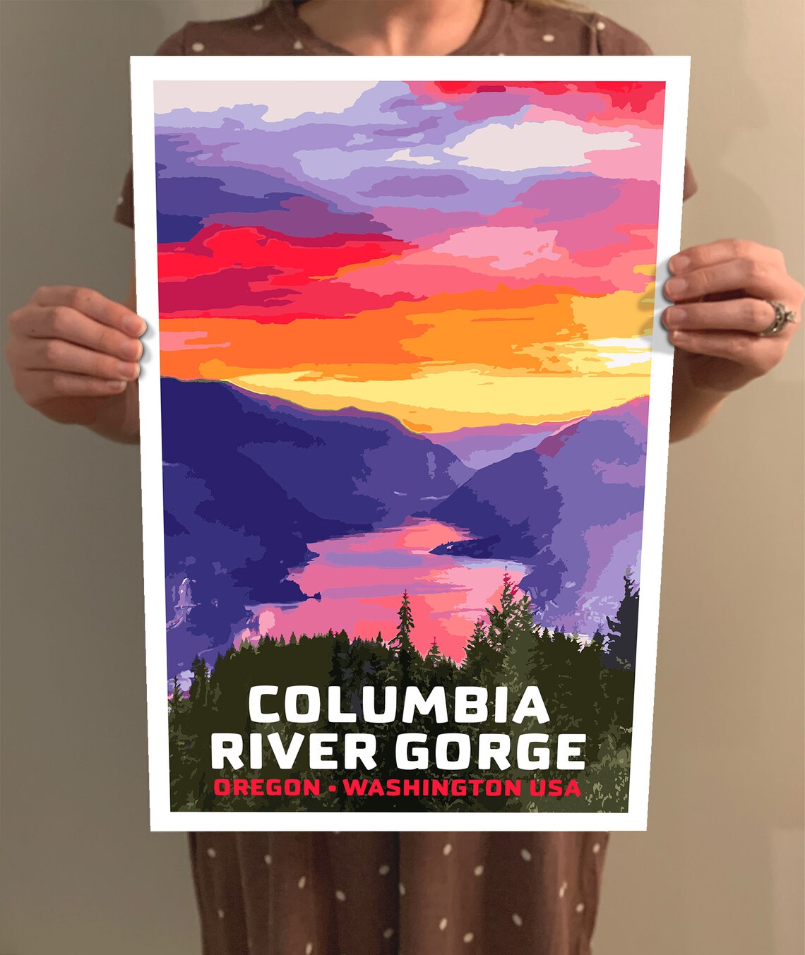 Columbia River Gorge Vintage Travel Poster, WPA Style - Image 2
