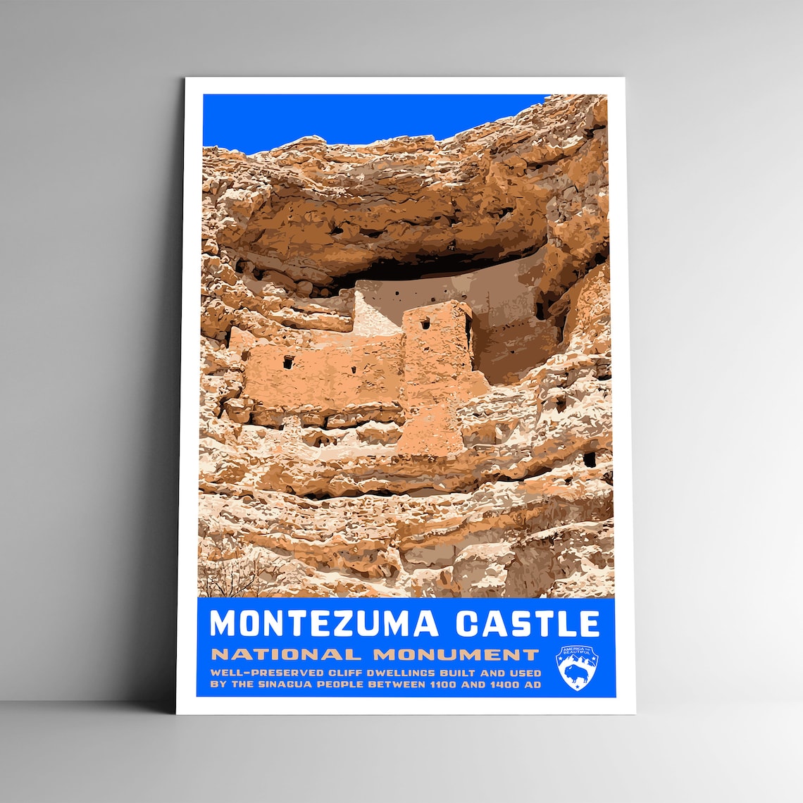 Montezuma Castle National Monument Vintage Travel Poster