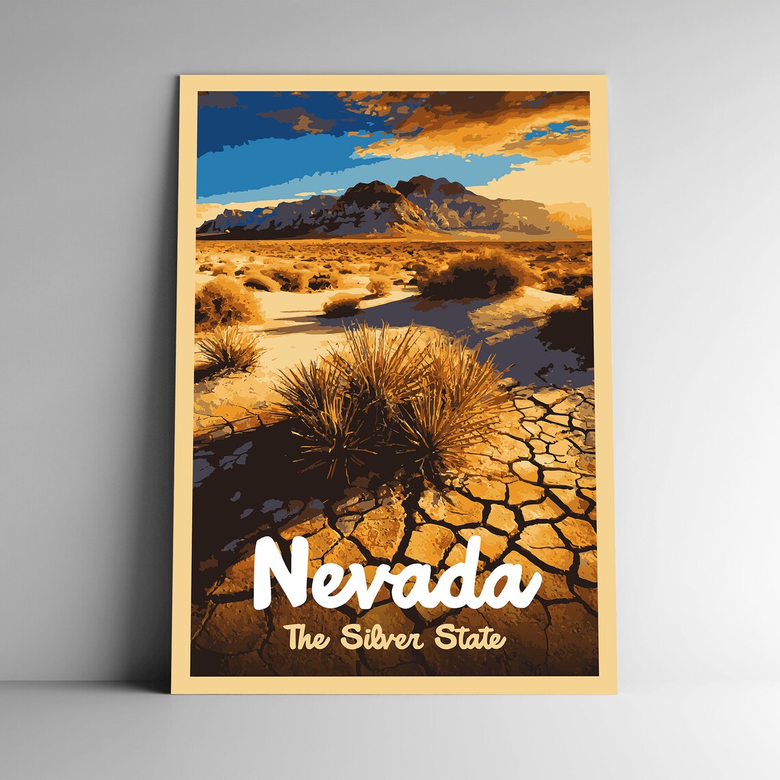 Nevada The Silver State Vintage Travel Poster Art