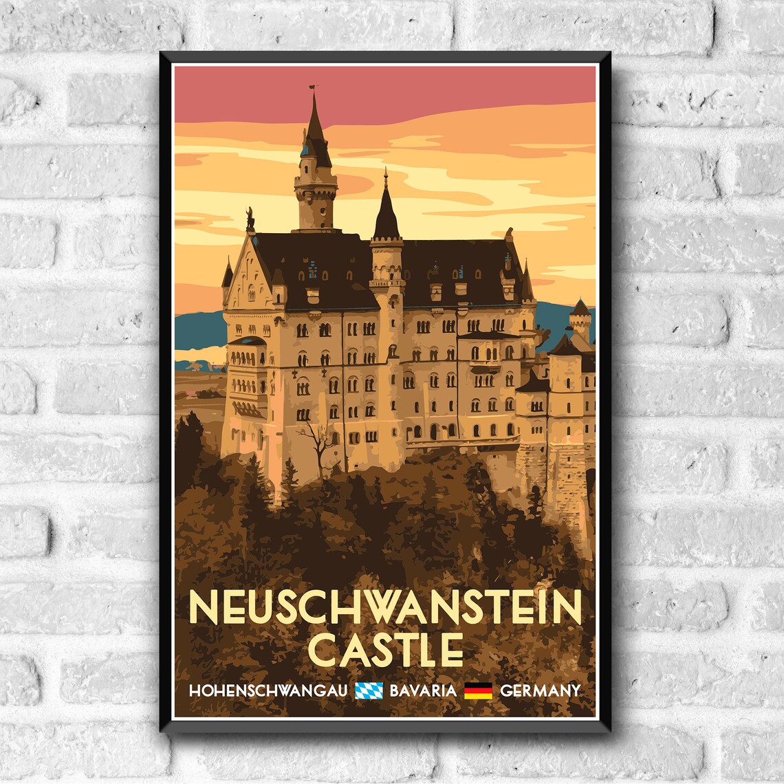 Neuschwanstein Castle Vintage Style Travel Poster - Image 3