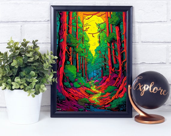 2000s Style Forest Poster Print Painting Wall Art Dcor