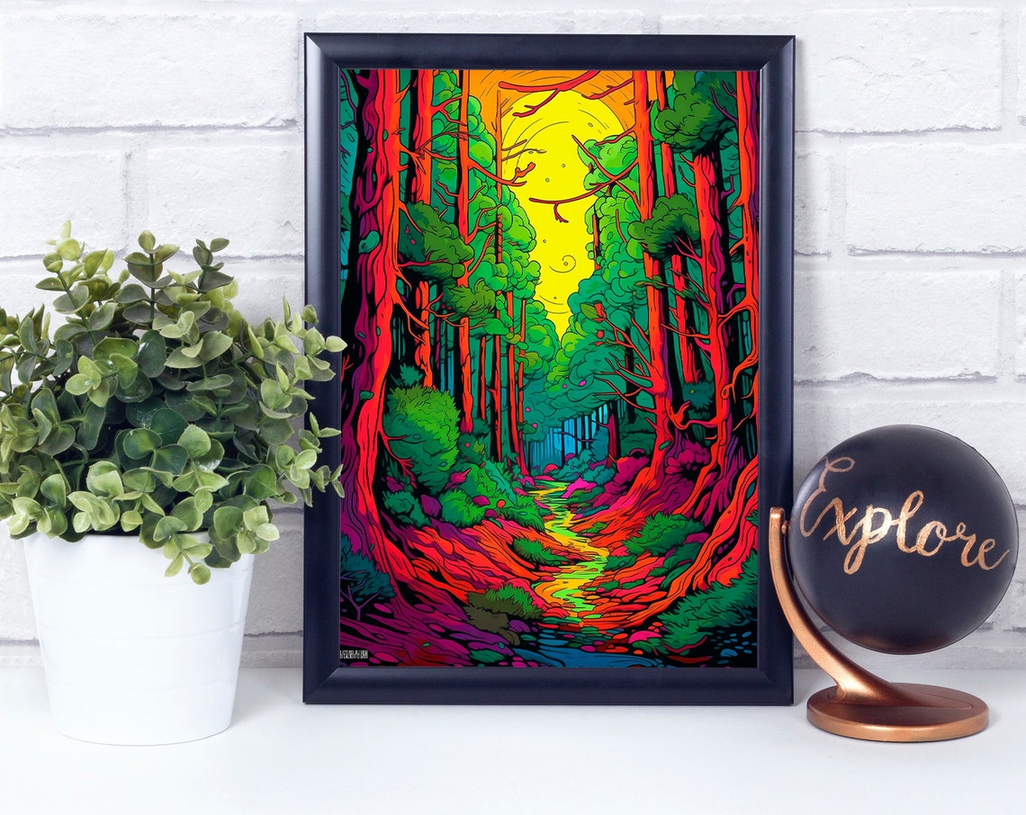 2000s Style Forest Poster Print Painting Wall Art Dcor
