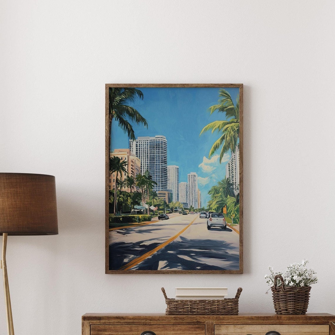 Miami Skyline Art Print Vibrant Tropical Cityscape Poster