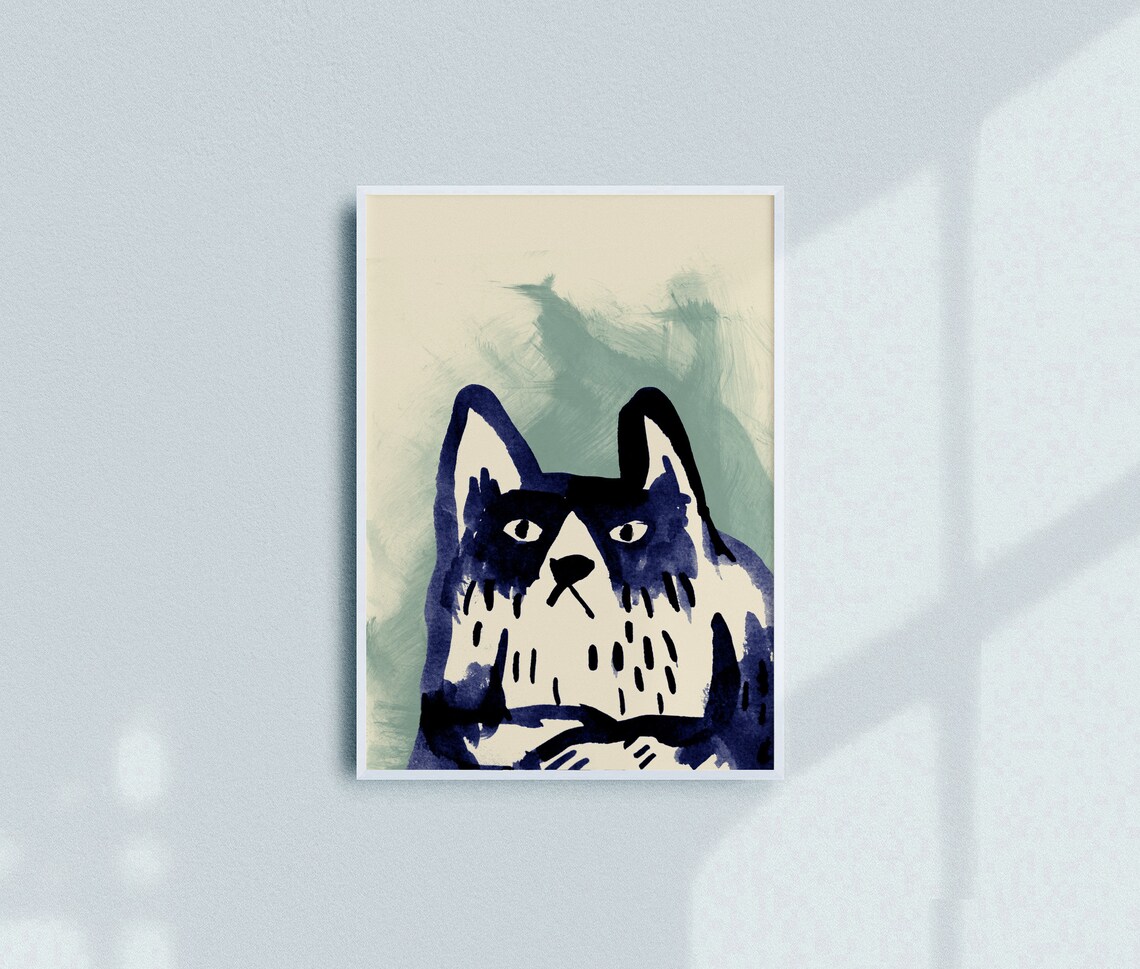 Cat Art Print, Living Room Office Decor - Image 2
