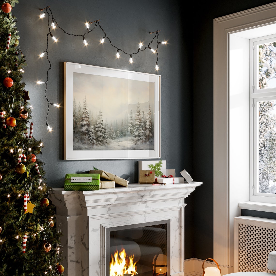 Misty Snow Covered Evergreen Forest Winter Landscape Scene Poster - Image 3