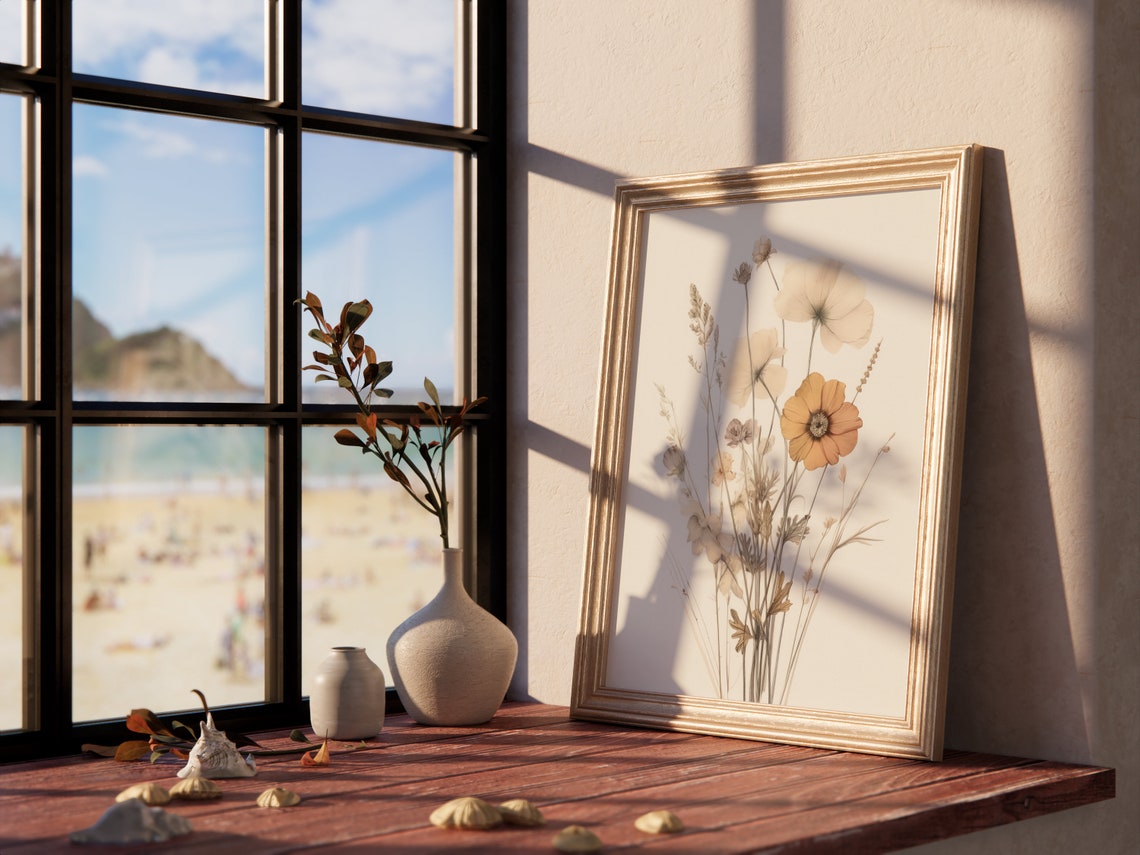 Neutral Wildflower Botanical Study Vintage Cream Floral Poster - Image 4