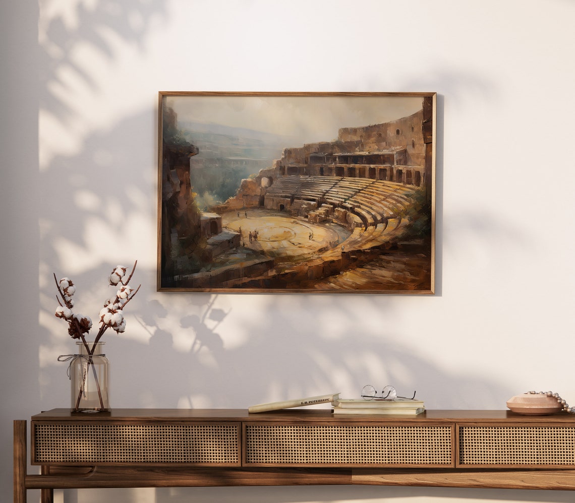 Ancient Roman Amphitheater Ruins Vintage Mediterranean Art Poster - Image 3