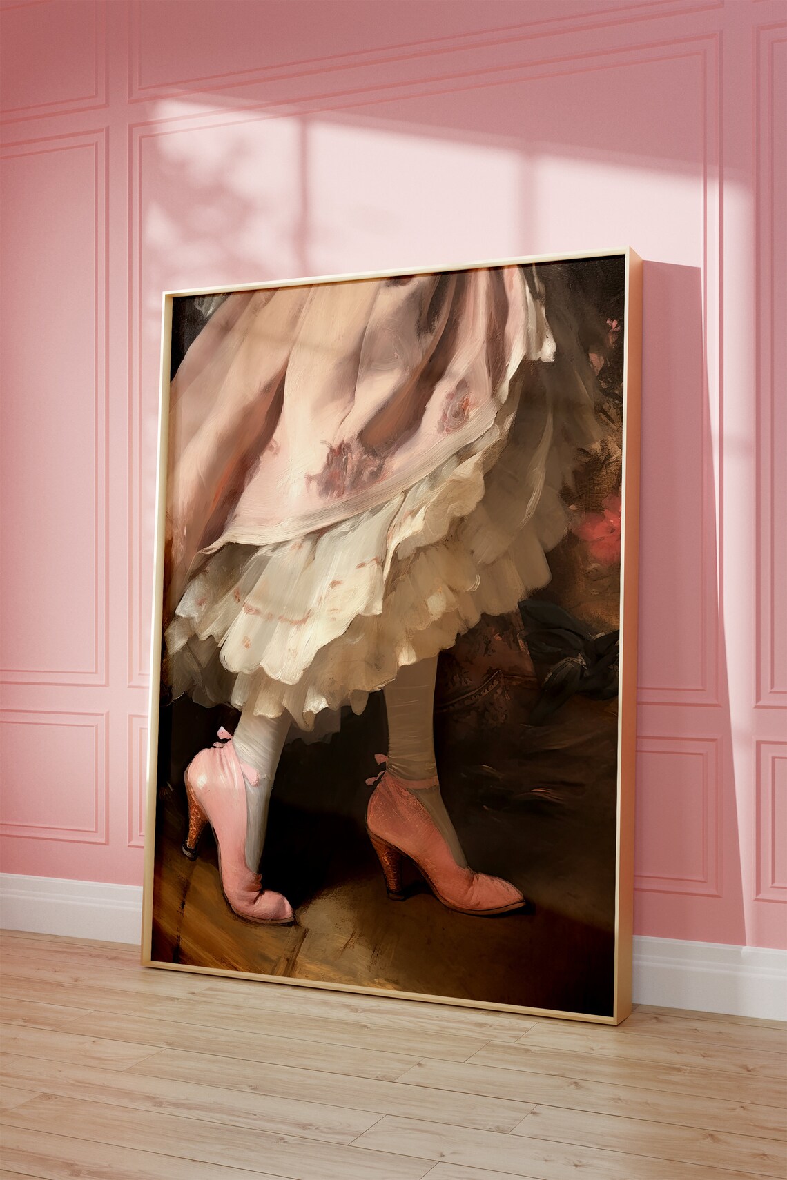 Pink Heels Renaissance Oil Painting Feminine Portrait Art Poster - Image 4