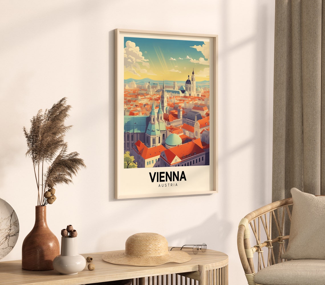 Vienna Austria Historic Skyline Churches Retro Travel Poster - Image 3