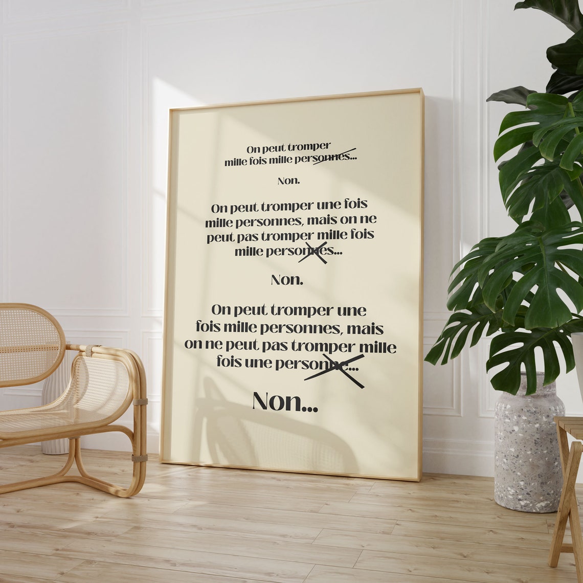 French Tromper Quote Typography Witty Corrected Text Cream Poster - Image 5