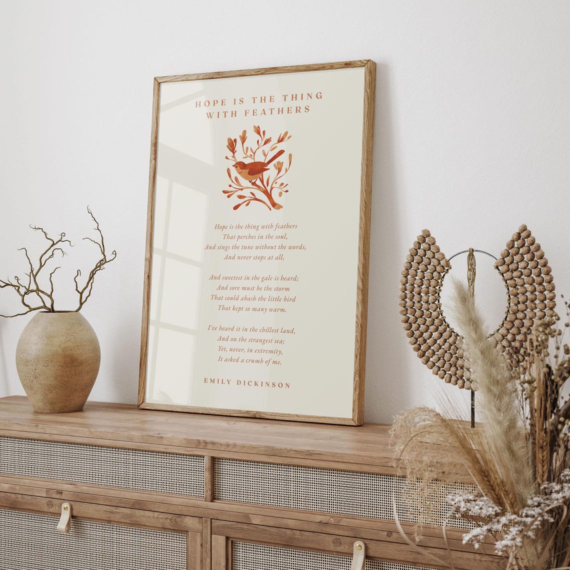 Emily Dickinson Hope Is The Thing With Feathers Poem Bird Art Poster - Image 2