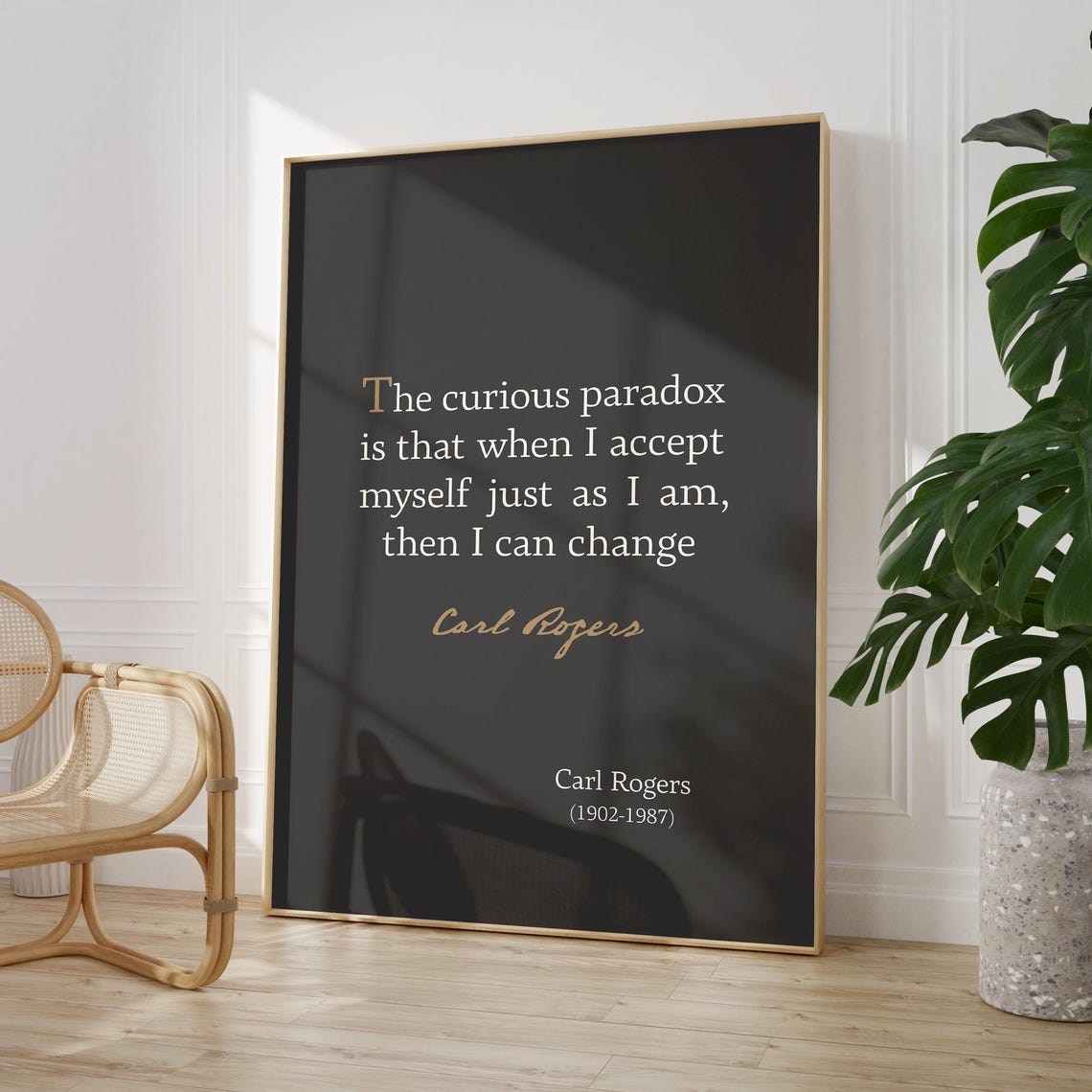 Carl Rogers Curious Paradox Self Acceptance Inspirational Quote Poster - Image 2